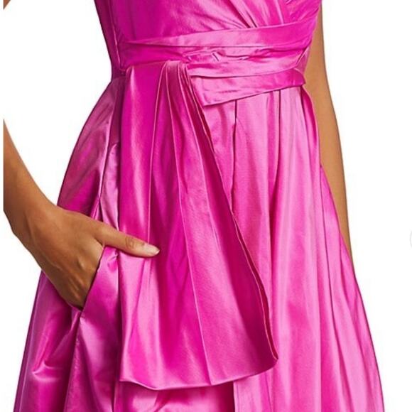 Talbot Runof Silk Taffeta Faux-Wrap Tea-Length Gown Size 12 - Picture 3 of 12